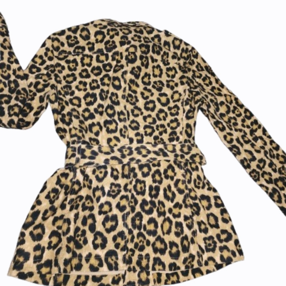 Lauren Ralph Lauren Belted Safari Leopard Print Jacket Small Linen Blend - Picture 6 of 8